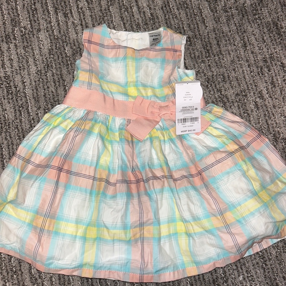 Pastel Plaid Baby Girl Dress - 6 Months - Brand New With Tags